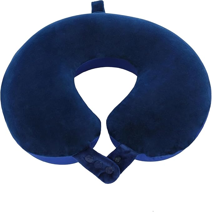 Travel Neck Pillow, Top Memory Foam Pillow for Head Support, Ideal for Airplanes, Cars, and Home Recliners, Adjustable and Soft (Blue) - Image 2
