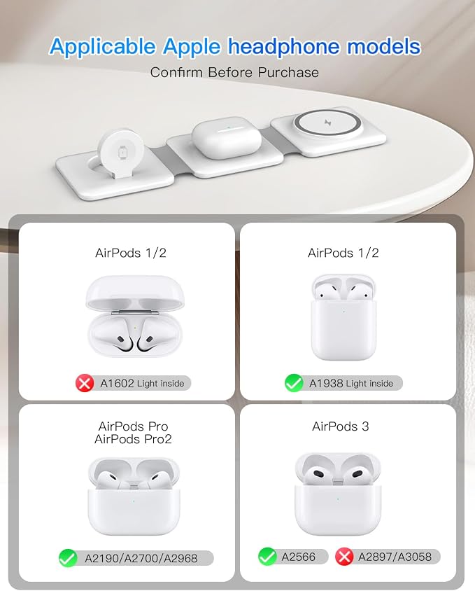 Charging Station for Apple Multiple Devices - 3 in 1 Foldable Magnetic Wireless Charger Dock - Travel Charging Pad for iPhone 17 16 15 14 13 12 Pro Max Plus Watch & Airpods - Image 5