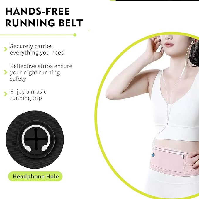 Running Belt Fanny Pack for Women，Water Resistant Large Capacity Waist Pack for iPhone 16 15 14 13 Samsung，Lightweight Running Phone Holder，Slim Money Belt Running Pouch for Hiking Outdoor Pink - Image 3