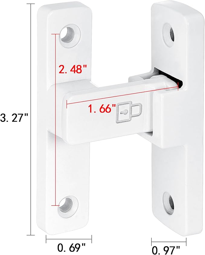 2 Packs White 90 Degree Barn Door Lock ，Right Angle Door Lock Latch | Zinc Alloy Flip Gate Latches,for bedroom,garage,balcony,barn,sliding door,bathroom,window,cabinet,drawer,pet enclosures - Image 2