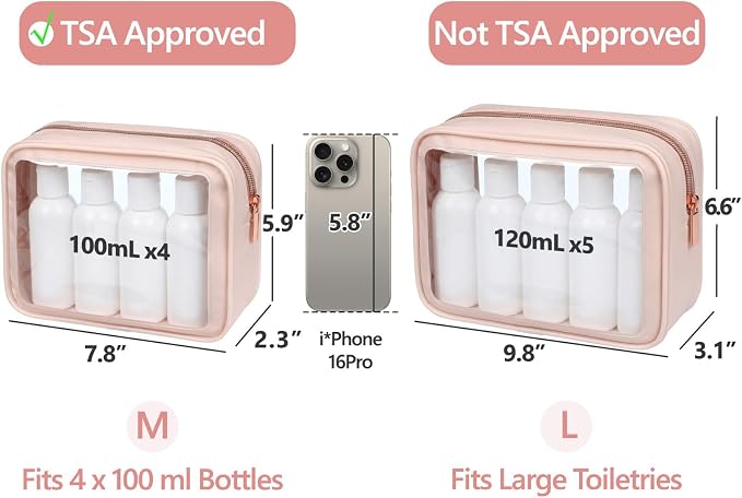 Clear Makeup Bag Foldable - TSA Approved Toiletry Bag for Travel | Metal Zipper, Reinforced Seam, Water Resistant, Medium for Carry-on, Large for Checked Luggage, for Car Storage Organizer - Image 3