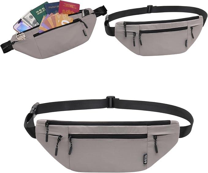 Money Belt for Travel RFID Blocking Passport Holder (light grey) | Hidden Under Clothes Travel Wallet for Men Women - Image 2