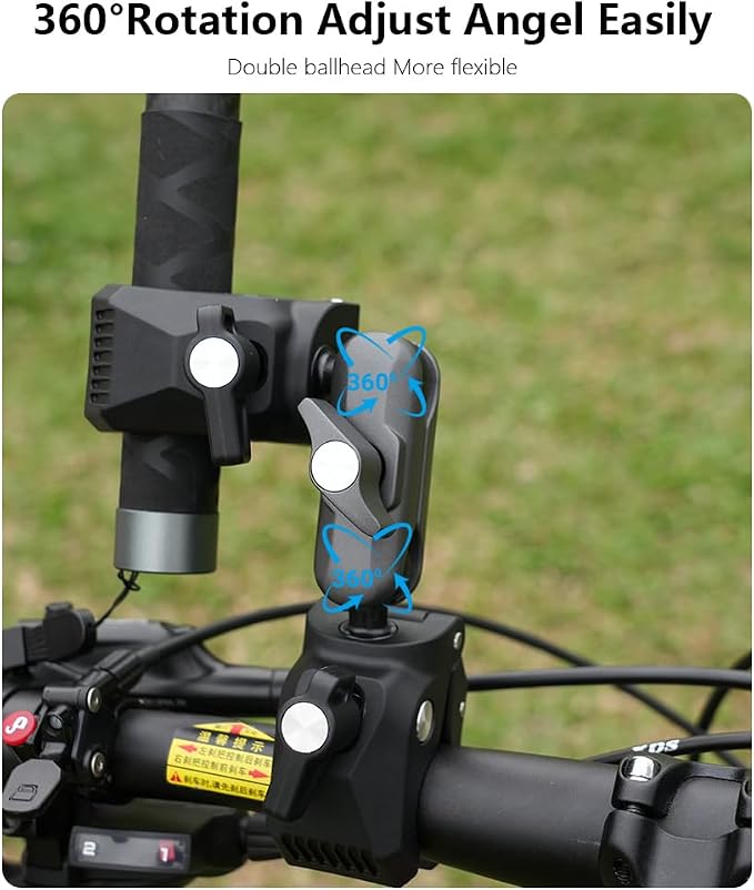 Motorcycle Bike Clamp (2-Pack) for Insta360 X5 X4, Cycling Selfie Stick Pole Mount for GoPro DJI Action 6 5 4 Pocket 4 3 Osmo 360 Nano Bicycle Handlebar/Seat Rail Extension Bundle Accessories - Image 3