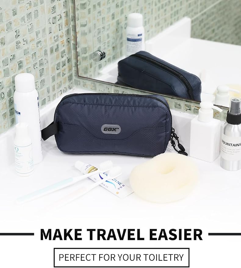 GOX Travel Small Toiletry Bag for Men Nylon Dopp Kit Medicine Bag Travel Organizer Pouch Shave Kits for Teens Toiletry Essentials Bathroom Compact (Navy, 7.9 * 3.7 * 2 Inches) - Image 5