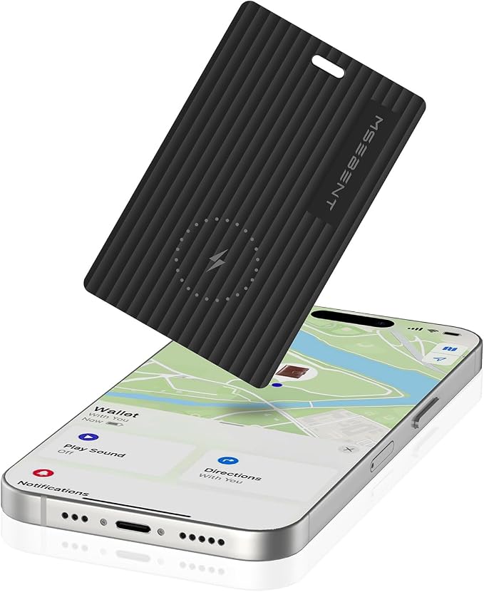 Wallet Tracker Card, Apple MFi Certified, Works with Apple Find My (iOS Only), Rechargeable Wireless Charging Slim Bluetooth Smart Tracking Card, Item Finder for Key, Passport, Luggage, Bag by Unknown