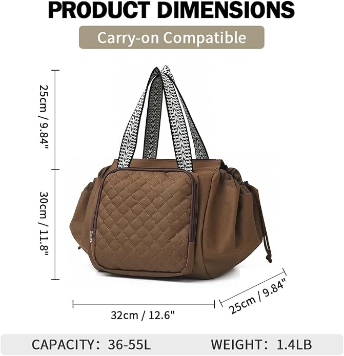 Travel Duffel Bag Weekender Bags for Women, Expandable Tote Handbag Diaper Bag Backpack Shoulder Bag for Car Work Daily - Image 4