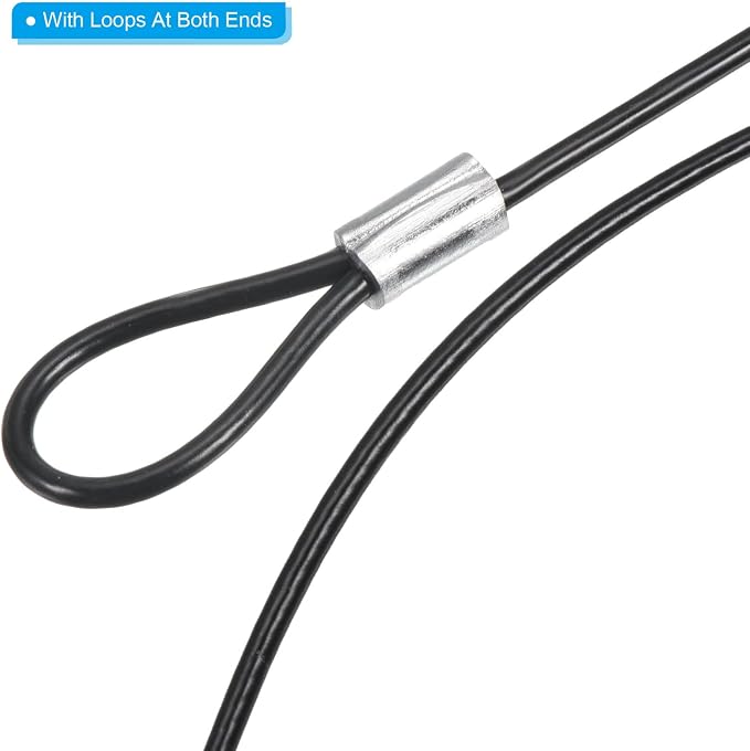 PATIKIL 12 Inch Safety Cable Lock, 4 Pack Stainless Steel 2mm Dia Security Wire Rope with Double Loop for Stage Lighting Luggage Lock Black - Image 5