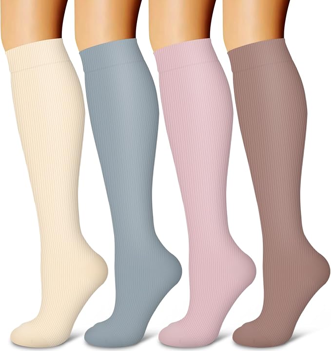 4 Pairs-Compression Socks for Women&Men Circulation-Best Support for Nurses,Running,Athletic by LaiteHebe
