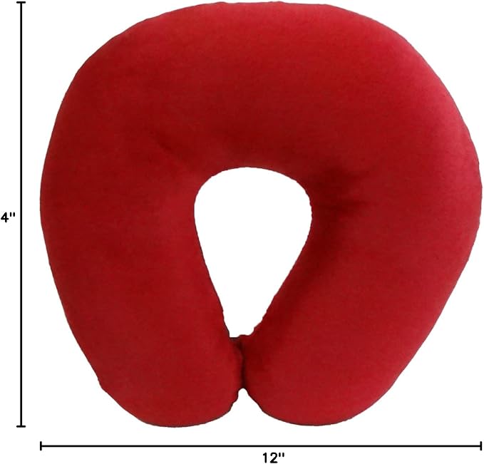 Wolf Essentials Adult Cozy Soft Microfiber Neck Pillow for Travel – Compact, Machine Washable - Perfect for Airplane, Car, or Home Use - Filled and Finished in The USA – Red - Image 8