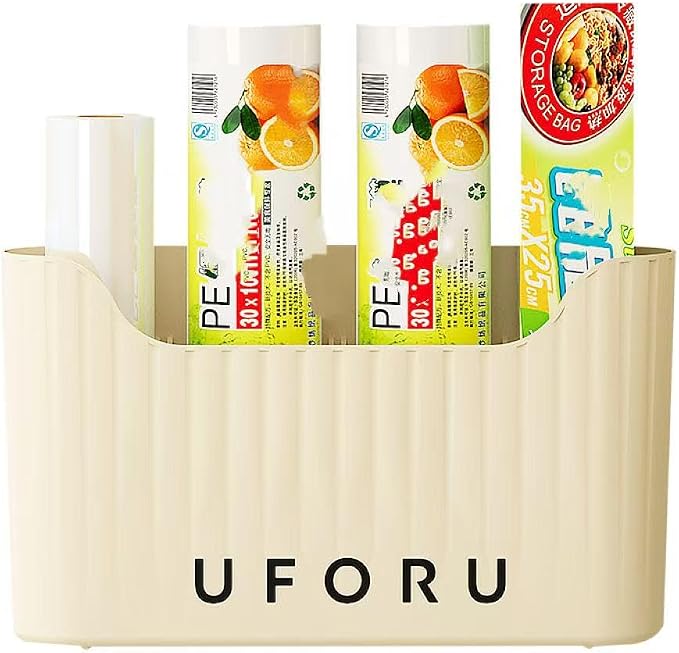 Wall-Mounted Storage Rack,No-Drill Adhesive Storage Box Inside The Cabinet Door,Suitable For Smooth Surfaces Like Bathrooms,Kitchens,Laundry Rooms (Cream White) by Reflygen