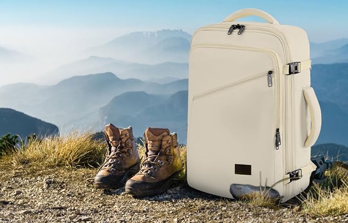 MATEIN Large Backpack for Travel Flight Approved, 45L Carry on Backpack | Expandable Daypack with Padded Shoulder Straps for Adult Men Women, Fits Overhead Bin, Lightweight, Travel Essential, Beige - Image 9