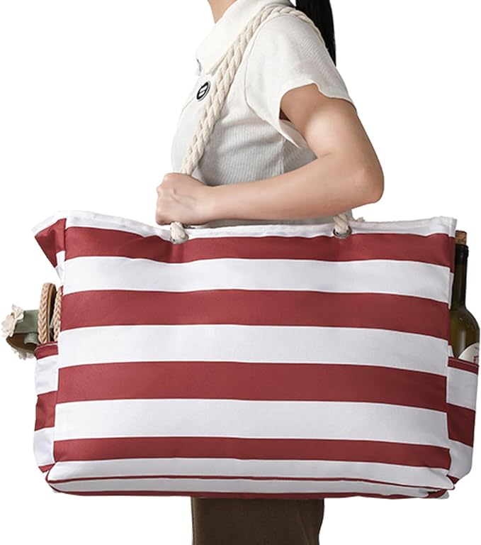 Clothirily Beach Bag for Women, Large Beach Tote Bag Waterproof with Zipper | Large Capacity Swim Pool Bag, Inner Pockets, Sandproof Foldable Beach Tote for Travel Essentials - Image 8