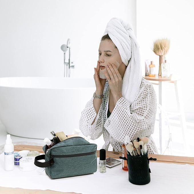 Travel Toiletry Bag for Women and Men, Water-resistant Shaving Bag for Toiletries Accessories, Foldable Storage Bags with Divider and Handle for Cosmetics Toiletries Brushes Tools - Image 4