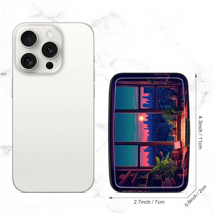 Credit Card Holder, Mini Aluminum Card Wallet RFID Blocking Slim Metal Hard Card Case for Women Men, Window View - Image 2