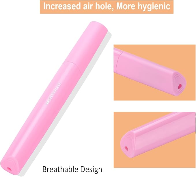 Plastic Travel Toothbrush Cover Portable Toothbrush Box, Breathable Design with Air Hole More Container Toothbrush Tube Container for Home Daily Travel Camping School Business Trip (Pink) - Image 3