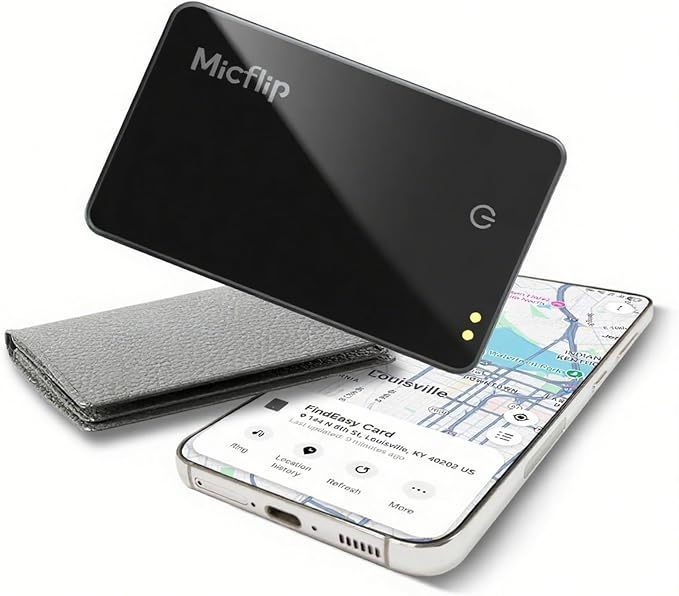 Wallet Tracker Card (Samsung Only), Works with Samsung SmartThings | 0.08in ultra-thin rechargeable, Samsung certified,premium smooth glass surface, ideal for wallets, passports, luggage & keys by MICFLIP