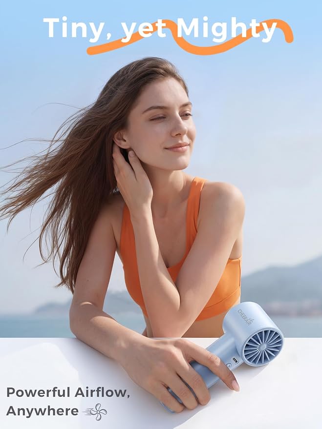 Handheld Portable Fan, 6-Speed Rechargeable Powerful Mini Fan | 5000mAh Battery Up to 15 Hours Runtime, Smart LED Display, Pocket Turbo Personal Fan for Travel, Camping, Makeup - Image 2