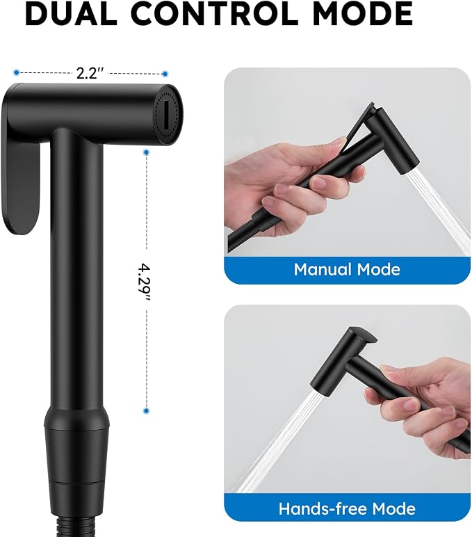 Arofa Built-in Hot and Cold Bidet Sprayer, Warm Water Bidet, Matte Black | Wall-Mounted Design, Dual Control Modes, Leak-Free Bidet Hose, Feminine/Baby/Pet Wash, Cloth Clean & Rinse, Stainless Steel - Image 2