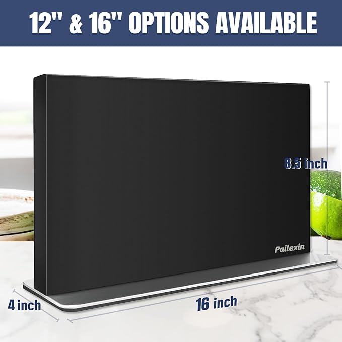 Magnetic Knife Block Without Knives—Black Stainless Steel Double-Sided Magnetic Knife Holder Stand with Strong Magnets, Knife Storage Organizer for Kitchen Counter top, 16 inch - Image 5