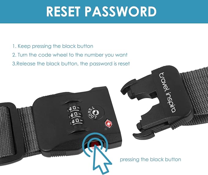 Travel Inspira Luggage Straps for Suitcases with TSA Lock | Heavy-Duty Nylon; TSA-Approved Lock with Tag; Adjustable 103-200cm; Secure Black Strap; 20-28 Inch Bags; Anti-Burst - Image 8