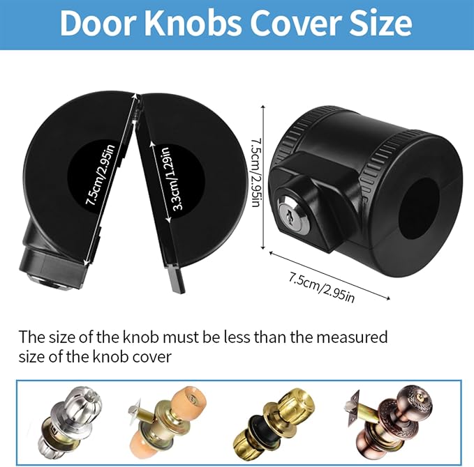 Child Proof Door Knob Cover Lock for Dementia Elderly Safety - Universal ABS Plastic Lock-Out Device for Bedroom, Bathroom, Gas Valve & Outdoor Faucets (Fits Most Circular Knobs)-2 Pack - Image 2
