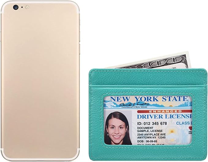 KALMORE womens Credit Holder Genuine Leather Slim Minimalist Card Case Wallet, Black With Id Window - Image 4