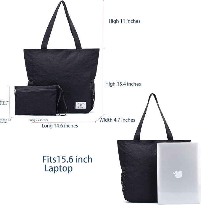 ETidy Large Capacity Foldable Tote Bag With Zipper | Water-resistant, Lightweight, Sandproof, Beach Bag, Gym Bag, Travel Shopping Bag - Image 4
