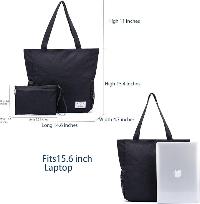 ETidy Large Capacity Foldable Tote Bag With Zipper | Water-resistant, Lightweight, Sandproof, Beach Bag, Gym Bag, Travel Shopping Bag - Image 5