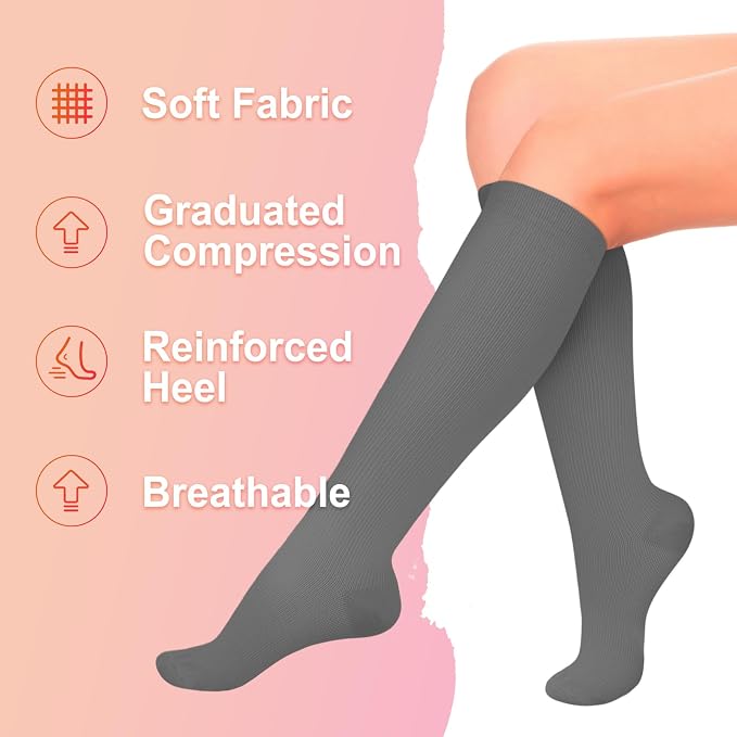 4 Pairs Compression Socks for Women Circulation-Best Support for Nurses,Running,Athletic,Travel - Image 5