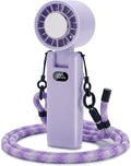 fygurso Personal Portable Clip-on Handheld Fan Rechargeable, Purple | Neck-Crossbody fit lanyard. Detachable clip. 10H battery. LED monitor. 5-Speed from 30dB low noise to 10000rpm blast. by fygurso