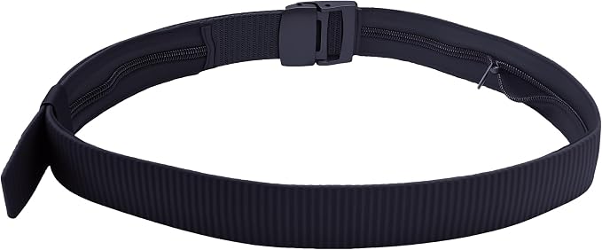 Money Belt Security Belt Built-in Hidden Pocket for Business Trip Jogging Outdoor Working Length 120cm -Black - Image 2