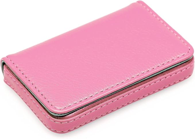 RFID Blocking Wallet - Minimalist Leather Business Credit Card Holder with Magnetic, Pink, Small - Image 6