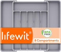 Lifewit Expandable Silverware Drawer Organizer, Kitchen Utensil Tray | BPA-free Plastic Flatware Cutlery Holder, Space-Saving Storage for Spoons Forks Knives, 11-18 x 14 x 1.5“, Gray by Lifewit