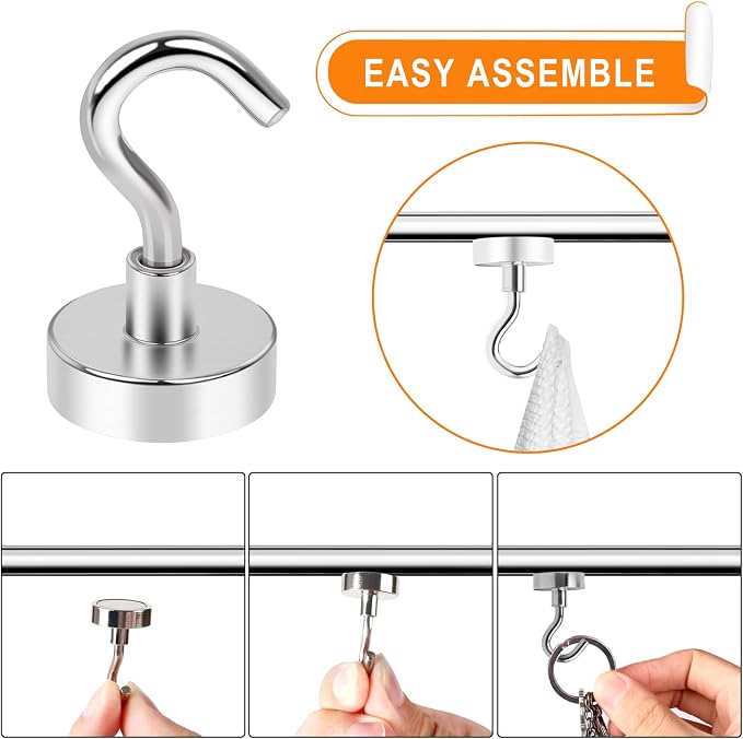 35 Pcs Magnetic Hooks 30Lbs+ Strong Magnet Hook for Cruise Cabins | Cruise Essentials Neodymium Heavy Duty Magnets with Hooks for Hanging Magnetic Hanger for Fridge Toolbox Storage - Image 5