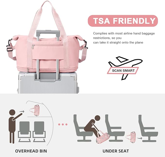 Travel Duffel Bag, Sports Tote Gym Bag, Shoulder Weekender Overnight Bag for Women - Image 5