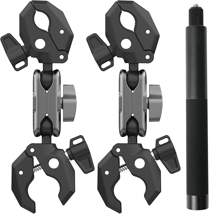 Motorcycle Bundle Kit Bike Handlebar Mount for Insta360 X5 X4 X3 Go 3S Ultra DJI Osmo 360 Nano Pocket 4 3 w 100cm Invisible Selfie Stick, Pole Clamp for Bicycle Seat Rail Tail Pipe Accessories by Unknown