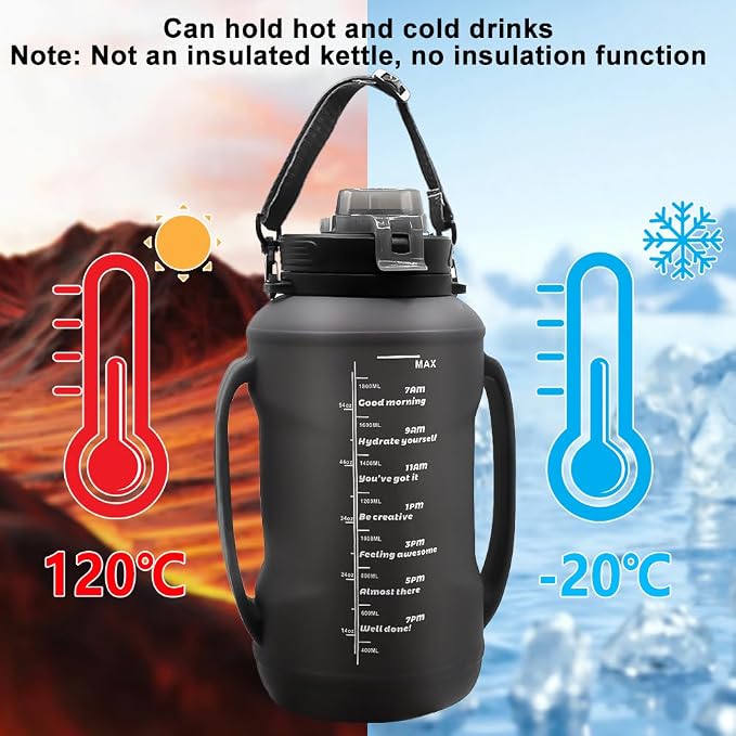 64oz Collapsible Silicone Water Bottle with Straw, BPA-Free, Foldable Travel Bottle Portable for Gym, Hiking, Camping (Black) - Image 3