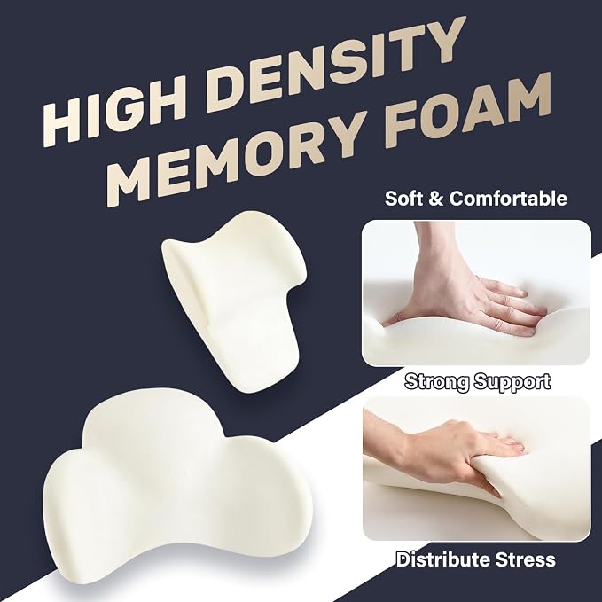 Coverado Lumbar Support and Headrest Pillow for Car, Memory Foam Ergonomic Head Neck Support Pillow for Driving Seat, Back Support and Pain Relief, Seat Cushion for Car, Driver, Office - Image 3