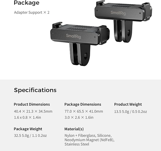 SMALLRIG Quick Release Mount (2pcs) for DJI Osmo 360/ Action 5 Pro / 4/3, Adapter Support with Incorporates 2-Prong Mount for Magic Arm, Selfie Stick, Crab-Shaped Clamp - 5813 - Image 7