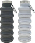 YCT Collapsible Water Bottle 17oz（500ml），Travel Portable Sport Water Bottle，Reusable Silicone Foldable Water Bottles for Gym Camping Hiking (Black+Grey) by YCT