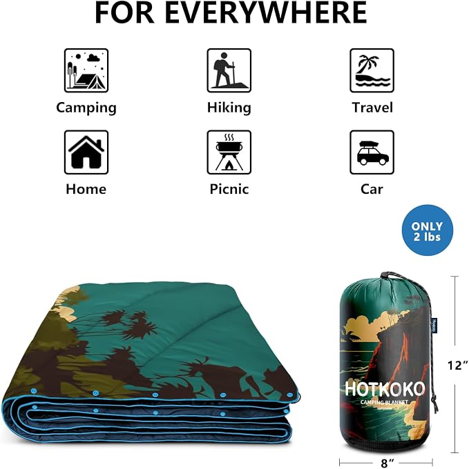 Camping Blanket,Puffy Printed Camp Blankets Lightweight Packable for Outdoor Camping,Traveling, Stadium, Hiking, Picnics - Image 4