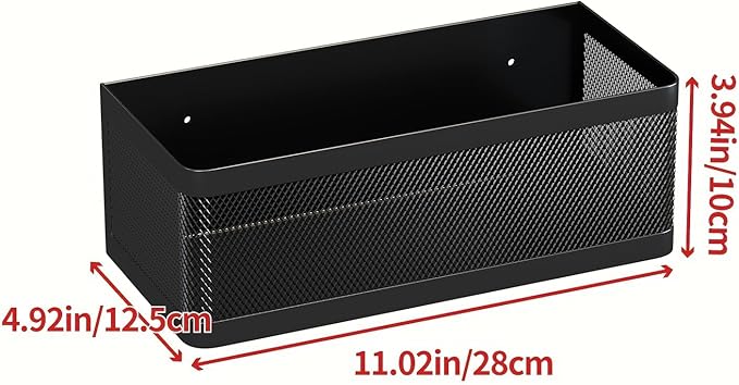 1 Pcs Magnetic Shelf For Fridge, Black, 11''L*4.9''W*3.9''H | For Whiteboard Classroom, Basket Organizer Holder, Locker Storage, Magnetic Bin Box Containers, Strong Magnetic, 16.5-Lb Load - Image 2