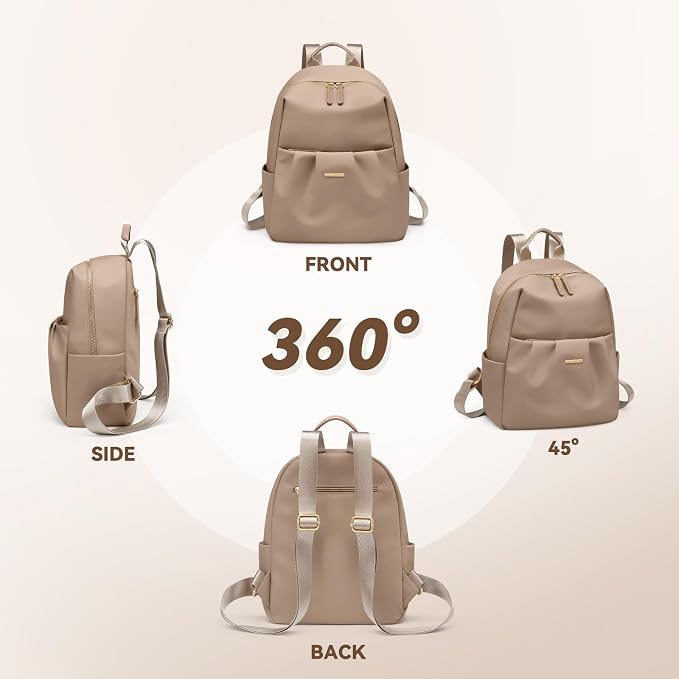 Small Backpack for Women, Cute Backpack Casual Work Daypack Purse for College Travel, fit 9.7 Inch,Champagne Brown - Image 7