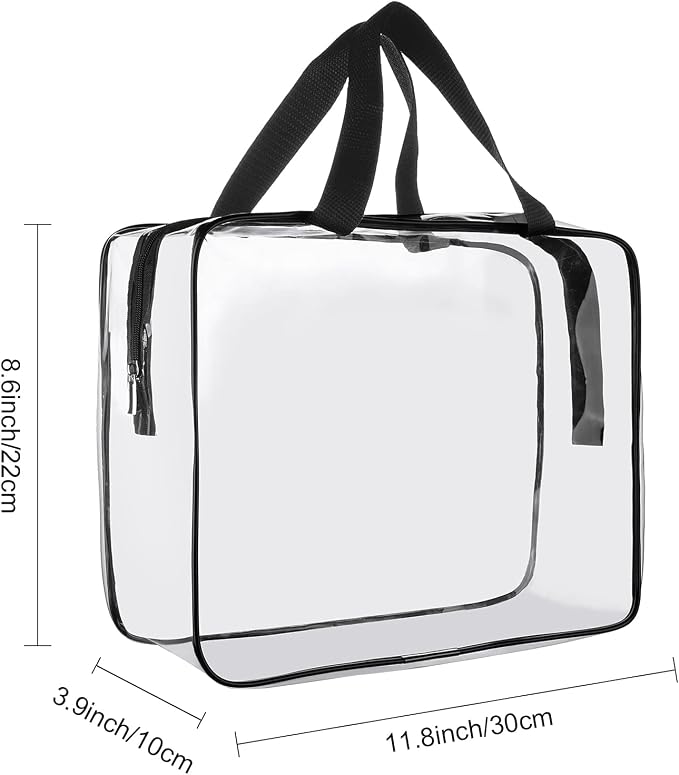 Clear Toiletry Bag Quart Size Bag 2Pcs Travel Makeup Cosmetic Bag PVC Toiletries Cosmetic Pouch for Women Men (L) - Image 2