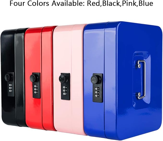 KYODOLED Cash Box with Combination Lock,Safe Metal Box for Money,Storage Lock Box with Money Tray,7.87"x 6.30"x 3.54" Blue Medium - Image 6