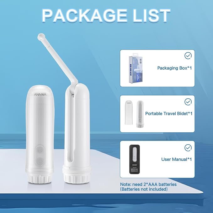 Portable Bidet for Travel 140mL Nozzle 180° Adjustment IPX6 Electric Handheld Bidet for Personal Hygiene Cleaning, Baby Wash, Postnatal Care, Perineal & Hemorrhoid Treatment(AM-US-NHJ001E) - Image 9