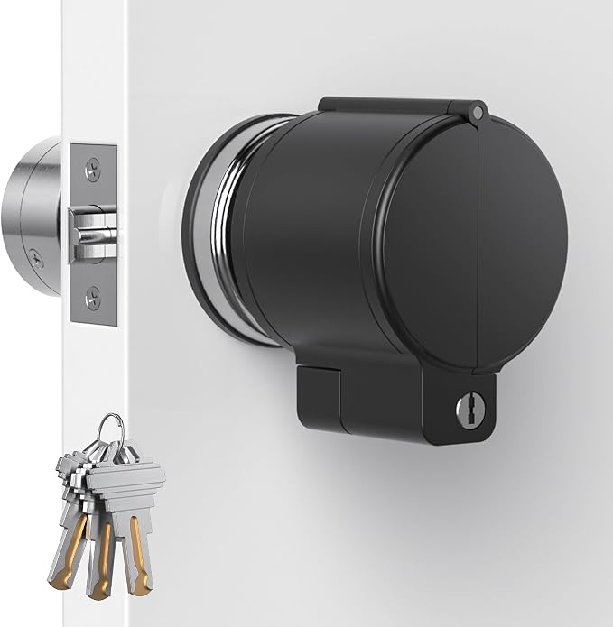 AST Adjustable Door Knob Cover with High Security Cylinder and 3 Brass Keys | Childproof Door Knob Cover with Lock, Lockout to Doorknob. Safety Cover for Faucet, Valve, Spigot. Prevent Access to Keyhole by ASTLockHardware