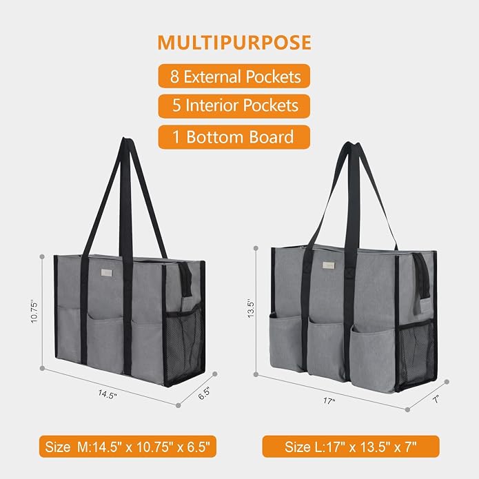 TOPDesign Utility Water Resistant Tote Bag with 13 Pockets, Top Zipper Closure & Thick Bottom Support, for Working Women - Image 2