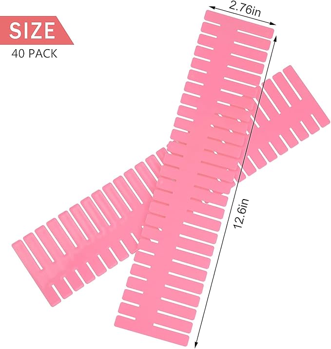 40Pcs Drawer Dividers, Adjustable Drawer Organizer for Socks, Underwear, Makeup, Can Help Tidy Kitchen, Bedroom, Dresser Pink - Image 2