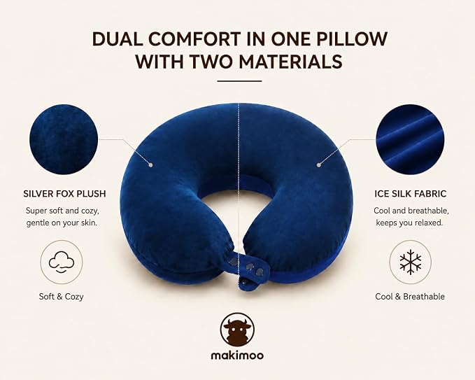 Travel Neck Pillow, Top Memory Foam Pillow for Head Support, Ideal for Airplanes, Cars, and Home Recliners, Adjustable and Soft (Blue) - Image 7
